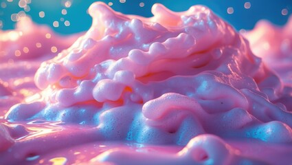 Poster - Pink foam texture with bubbles and glistening particles in a dreamlike abstract background