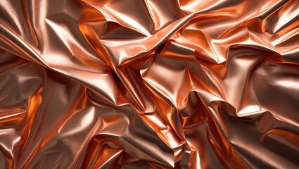 Aufkleber - Metallic copper wrinkled fabric texture with highlights and folds for background or textile design