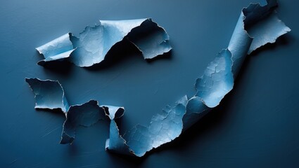 Aufkleber - Torn blue paper pieces on a dark blue background abstract art texture for design and decoration