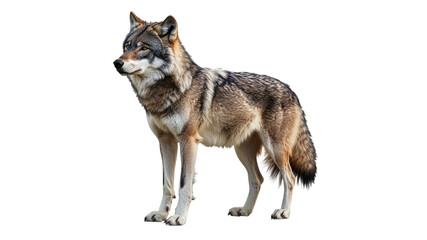  Wolf stands alert in a natural setting