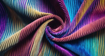 Poster - Colorful corduroy fabric texture showcasing vibrant patterns and soft ridges for fashion and textile design backgrounds.
