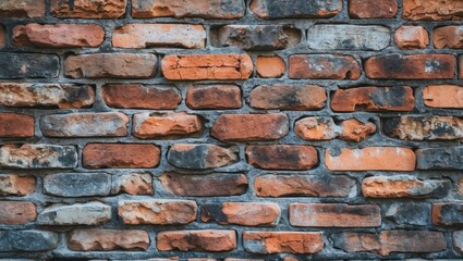 Poster - Vintage brick wall texture with weathered stones in warm earthy tones suitable for various design and background applications.