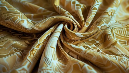 Poster - Elegant beige fabric with intricate pattern details showcasing luxurious texture and style ideal for fashion and interior design projects.