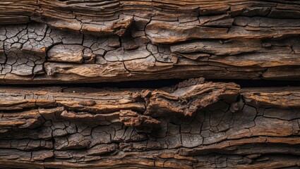 Wall Mural - Textured detail of aged dry wood showcasing intricate cracks and natural patterns in earthy tones for rustic design backgrounds