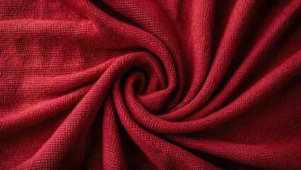 Poster - Red textured fabric close-up with intricate patterns and folds showcasing a rich and vibrant color.