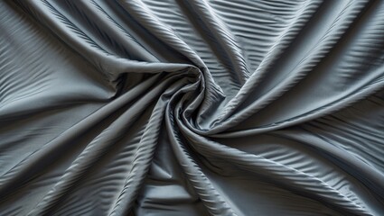 Poster - Silk or satin fabric in grey color with soft texture and natural folds arranged in a circular pattern