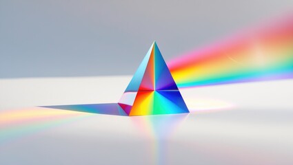 Leinwandbilder - Prism demonstrating light refraction with colorful spectrum reflecting onto surface in studio setting