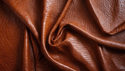 Aufkleber - Brown textured leather fabric with creases and folds in high detail