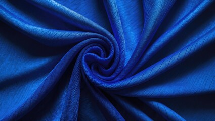 Poster - Sapphire blue silk fabric with dense weaving showcasing texture interplay between light and shadow for a striking background pattern.
