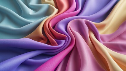 Fototapete - Colorful smooth fabric flowing texture creating a soft backdrop for design or text in a vibrant abstract composition