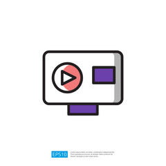 Poster - Icon of Graphic Video Play Button Symbol with Colorful Design for Multimedia Interface Technology in Modern Applications