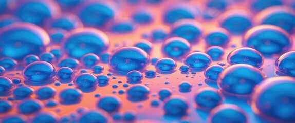 Poster - Vibrant blue bubble background with colorful reflections creating a dreamy textured wallpaper suitable for various design applications