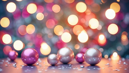 Poster - Festive bokeh background with colorful circles and decorative ornaments creating a vibrant and cheerful atmosphere for celebrations and events