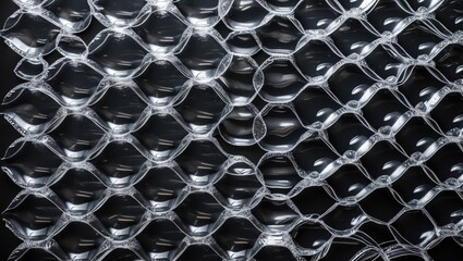 Poster - Transparent plastic bubble wrap texture close-up on dark background