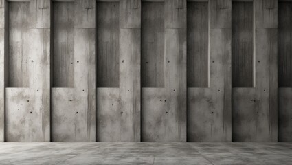 Poster - Concrete wall background with textured recesses ideal for modern design or architectural themes in photography and graphic projects.