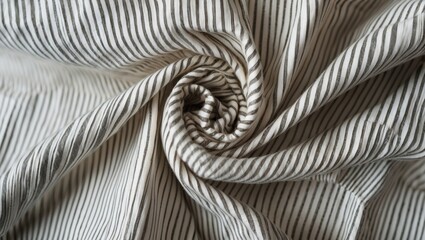 Aufkleber - Close-up of textured fabric with subtle alternating stripes in neutral tones forming a spiral pattern