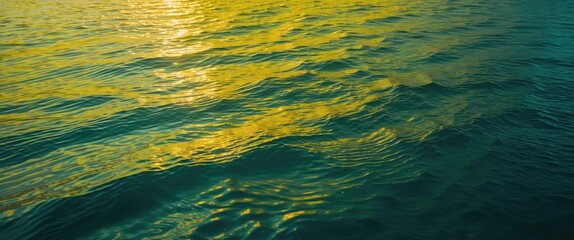 Poster - Calm deep yellow ocean surface with gentle ripples creating a tranquil and serene atmosphere ideal for backgrounds and designs.
