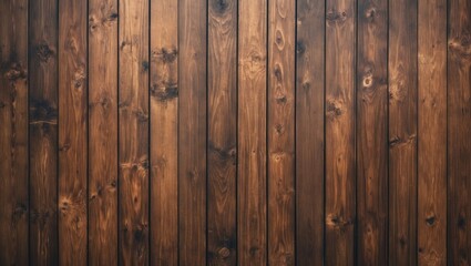 Poster - Brown wooden wall texture with natural grain patterns ideal for rustic backgrounds and interior design projects.