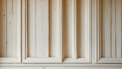 Aufkleber - White wooden wall paneling with vertical and horizontal grooves in a simple and minimalistic design