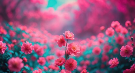 Poster - Soft dreamy pink floral background with vintage hues creating a serene and ethereal atmosphere for artistic compositions.