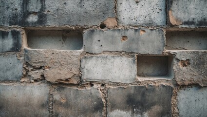 Aufkleber - Concrete block wall texture with visible dirt, stains, and imperfections on a weathered surface. Suitable for construction and architectural themes.