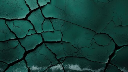 Poster - Cracked turquoise wall texture with visible paint peeling and uneven surface detail