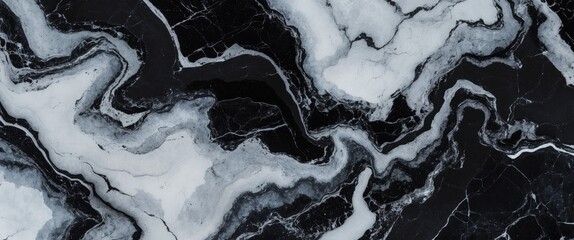 Poster - Elegant black and white marble texture with abstract swirls suitable for background design and artistic applications