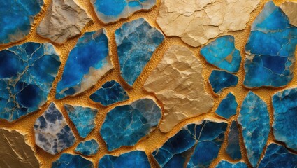 Poster - Elegant blue and gold onyx marble texture with vintage grunge effect perfect for backgrounds and design elements in creative projects
