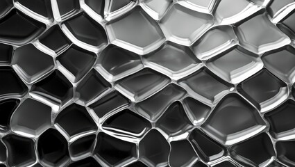 Fototapete - Patterned textured glass surface in monochrome with a unique hexagonal design showcasing depth and modern aesthetics.