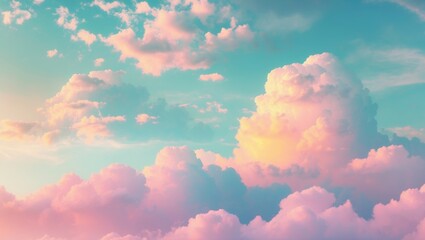 Poster - Pastel Clouds in Soft Focus Beautiful Vintage Sky Background for Desktop Wallpaper and Design Projects