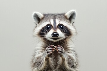 Goofy-looking raccoon with wide eyes and a surprised expression