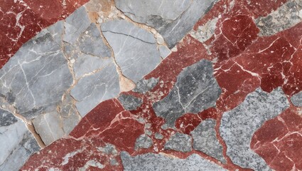 Poster - Polished marble texture background showcasing rich red and gray veins ideal for interior design and architectural applications.