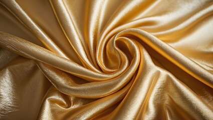 Poster - Elegant Golden Silk Fabric with Smooth Texture and Flowing Creases for Luxurious Backgrounds