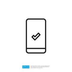 Poster - Smartphone Icon with Checkmark Symbol Representing Confirmation and Verification in Modern Technology Design