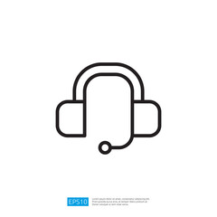 Poster - Headset Icon Representing Communication Technology in Professional Support Services with Microphone and Audio Equipment