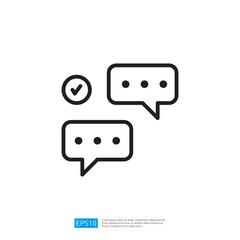 Poster - Communication Icon Featuring Speech Bubbles and Checkmark for Message Exchange and Confirmation in Digital Interaction