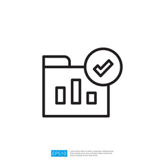 Poster - Checkmark Icon on Folder Representing Successful Data Analysis and Report Approval in Business Management