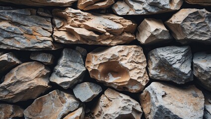 Poster - Natural rock texture background with various stone shapes and colors ideal for design and decoration projects.
