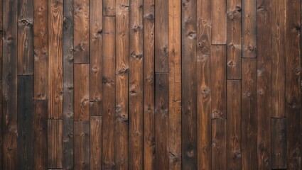 Poster - Brown wooden wall texture with rich tones and natural knots ideal for rustic backgrounds and interior design projects.