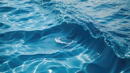 Poster - Close-up of rippling ocean water surface with gentle wave formations and light reflections in a clear turquoise color
