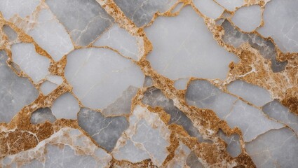 Poster - Polished marble surface texture showcasing elegant patterns in gray and gold, ideal for luxurious backgrounds and wallpapers.