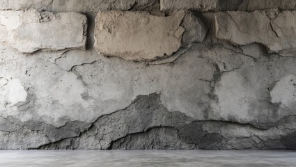 Poster - Textured concrete wall with visible cracks and uneven surface in industrial style interior setting.