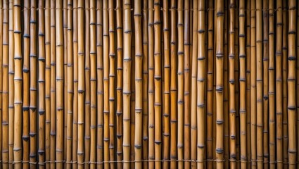 Poster - Natural bamboo wall texture background for serene and eco-friendly design concepts in interiors or outdoor spaces.