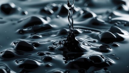 Poster - Black ink swirling in water creating mesmerizing textures and ripples reflecting light, perfect for backgrounds or abstract designs.