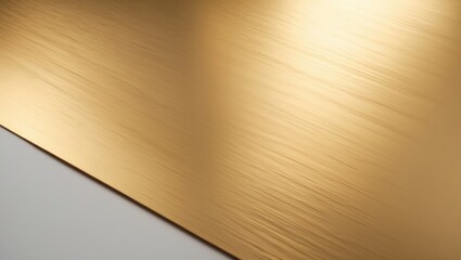  - brushed metallic gold surface with linear texture and soft reflections on a light background