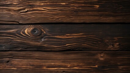Poster - Dark brown stained wooden planks surface with natural grain patterns and texture suitable for background or decorative use.