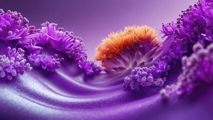 Poster - Vibrant purple gradient with textured floral elements creating a serene and captivating visual backdrop for designs and presentations