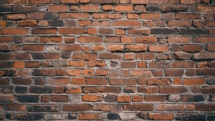 Poster - Red brick wall texture with varying shades and sizes of bricks in a rustic arrangement suitable for backgrounds and architectural design.
