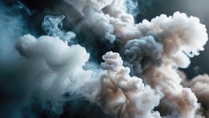 Poster - Dense smoke patterns with swirling shapes on a dark background creating abstract atmospheric textures