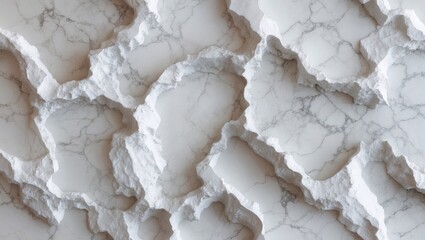 Poster - textured white marble surface with a three-dimensional pattern and visible veins creating a modern a